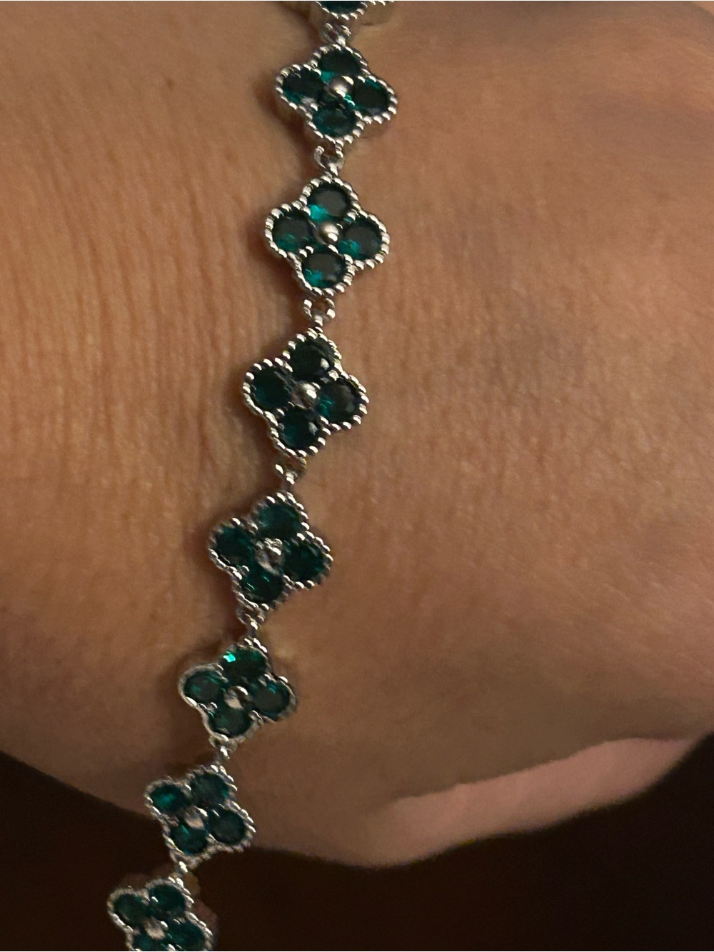 Emerald Green Clover Link Bracelet - Women Jewelry